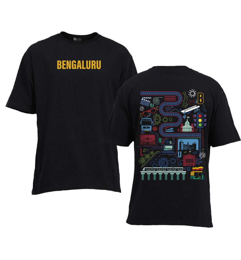 Bengaluru Embroidery Front and Back Print Oversized TShirt |Text Oversized TShirt
