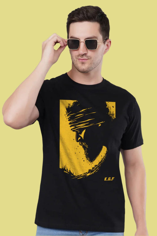 Rocking Star Yash TShirt | KGF TShirt | Yellow on Black