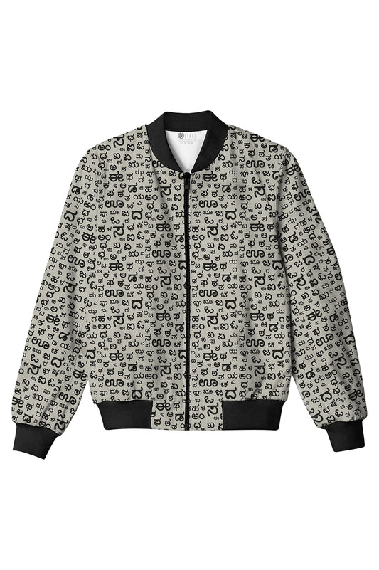 Akshara White Bomber Jacket | AOP Bomber Jacket | Female Bomber Jacket