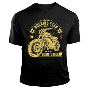 KGF Yash TShirt | Rocky Bike Cream on Black | Born To Ride Bikers T-Shirt - Benki Store